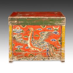 Single door altar cabinet depicting a Phoenix, or Fenghuang