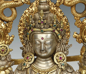 Copper and gold seated figure of Maitreya