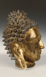 The 108 snail martyrs can be seen on  this Chinese gilded copper Buddha head