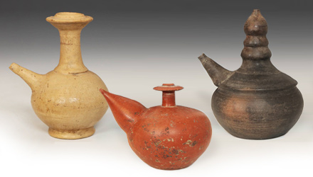 These three Kendi are part of a larger collection of ritual water vessels available at PRIMITIVE