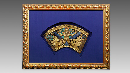 Framed architectural detail depicting Garuda