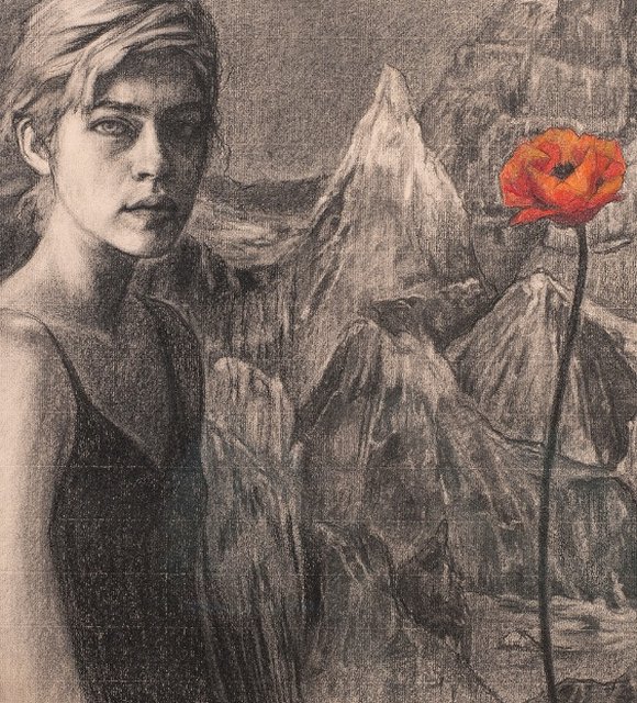 Detail of preliminary drawing for a Gail Potocki painting titled Oblivion