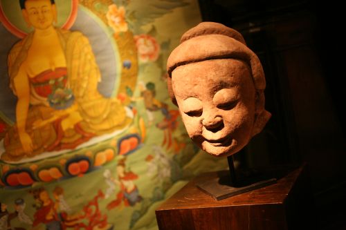 Detail of a Buddha head found in the Buddha Room at Primitive