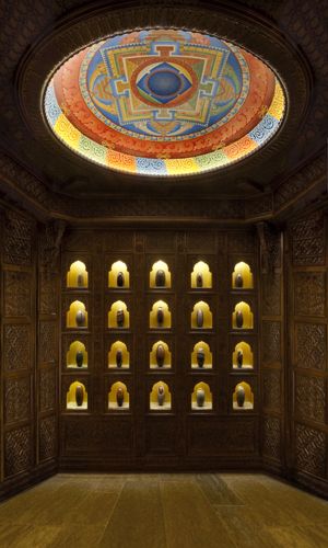 A collection of Tantric Lingams from the Narmada River in Western India are presented in surroundings designed to magnify their presence; PRIMITIVE 2nd Floor Meditation Room; December 2016