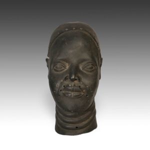 Commemorative Head from the Benin People in West Africa meant to be an illustrative rather than literal portrait; PRIMITIVE I.D. #A0311-111
