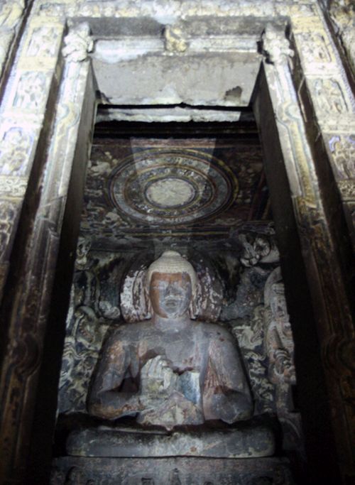 Image of Buddha from the Ajanta Caves in India is done in the Guptan Style, which heavily influenced Indonesia Buddhist art