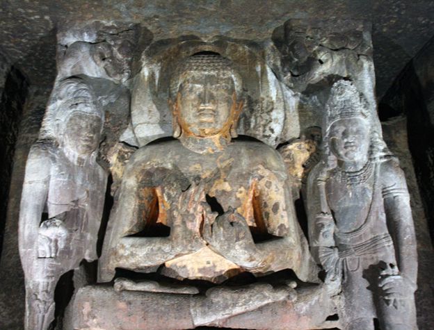 Image of Buddha from the Ajanta Caves in India is done in the Guptan Style, which heavily influenced Indonesian Buddhist Art
