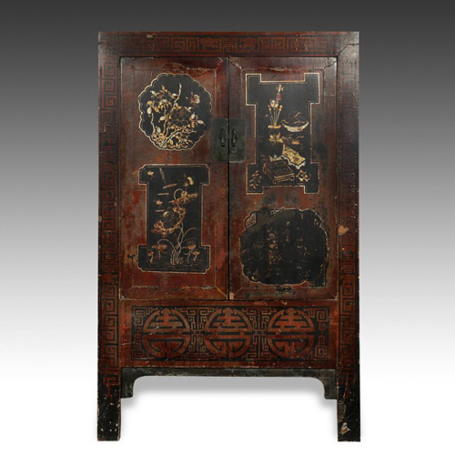 18th C. Wardrobe Cabinet with 2 Doors; PRIMITIVE I.D. #F1009-034