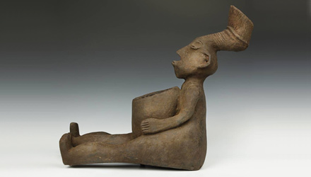 Massive Ceremonial Vessel depicting Seated Female Figure from the Mangbetu people