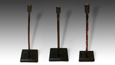 Three cylinder shaped antique Chinese fireworks launchers