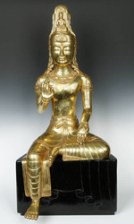 Gilded copper figure of a bodhisattva