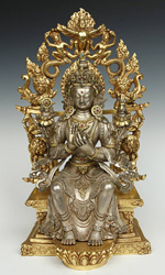 Copper and gold seated figure of Maitreya