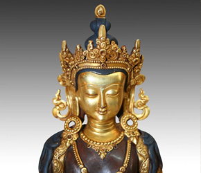 Copper figure of Chenrezig or bodhisattva of compassion