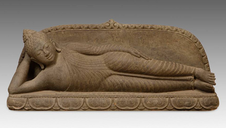Stone sculpture of Buddha entering nirvana collected in Indonesia