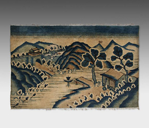 Mongolian Pile Rug with Landscape motif