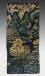 Mongolian Pile Rug with Landscape motif