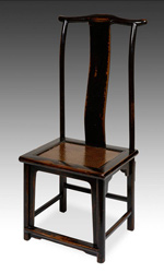 A classic plain and elegant Chinese yoke back chair; the end of the curved crest rail perfect for hanging a hat