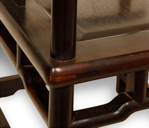 Yoke back zitan wood armchair illustrating the precision of Chinese furniture joinery