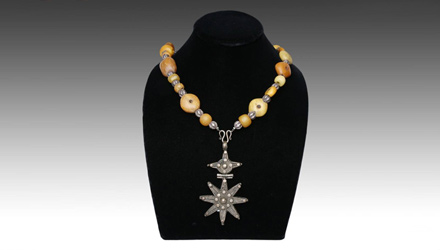 Necklace with coptic cross and Ethiopian amber