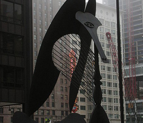 Large sculpture designed by Picasso in Chicago's Daley Center – one can see how much Picasso's work was influenced by African art 