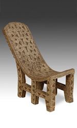 Studded throne chair by the Kuba people of the Democratic Rep. of Congo