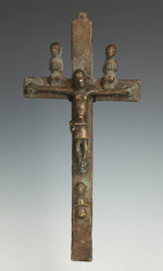 Bronze crucufix pendant by the Tabwa people of Congo, Central Africa