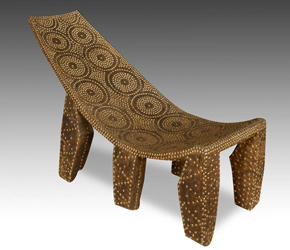 Studded reclining chair by the Kuba people of the Democratic Republic of Congo