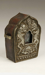 A copper andsilver Tibetan Gao box