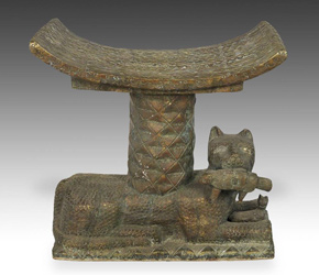 Royal stool depicting feline from the Ashanti people of Ghana, West Africa