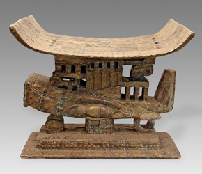 Chiefs stool with airplane motif from the Ashanti people of Ghana, West Africa