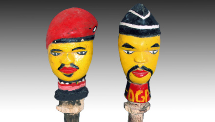 Kebe-kebe puppets depicting a soldier and a policeman