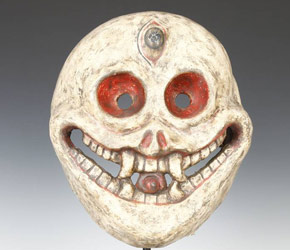 Even in daylight, this Citipati mask from Tibet may appear frightening to the unfamiliar
