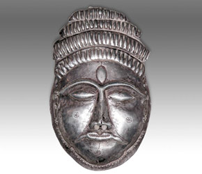 Silver 19th C. mask depicting Shiva