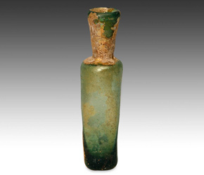 Ancient Islamic hand blown glass vessel from the 7th C.