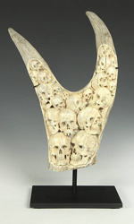 Carved Moose Antler with Sea of Skulls motif