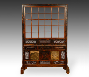 18th C. Chinese Partition Screen with Picture Stone panels
