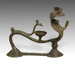 19th C. bronze oil lamp