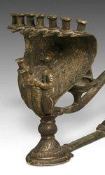 19th C. bronze oil lamp