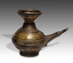 19th C. brass oil lamp