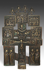 18th C. Russian cross depicting the life of Christ