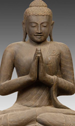 Seated figure of Buddha gesturing the Namaskar mudra