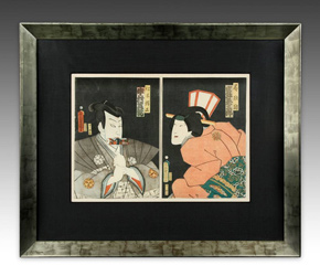 Scene from Kabuki play The Precious Incense and Autumn Flowers of Sendai, woodblock print by Utagawa Kunisada