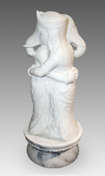Embracing elephants on a lotus base carved in Makrana marble