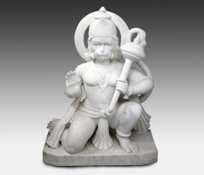 Kneeling figure of Hanuman from Jaipur, carved in Makrana marble
