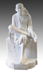 Seated figure of Sai Baba carved in Makrana marble