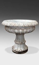 Lotus-form planter on pedestal carved in Makrana marble