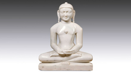 Seated figure of Jain Mahavera carved in Makrana marble