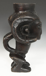 Mbwoongntey or libation cup with ram's horn motif