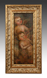 Oil painting depicting Putti or Angels, from Mexico