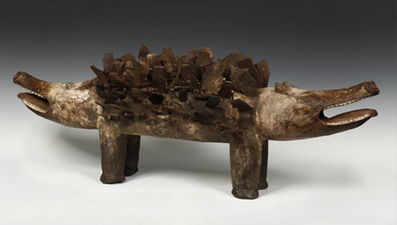 Double-headed Nkisi kozo, or power figure of a dog